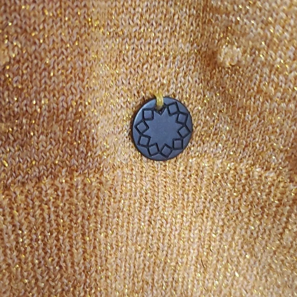 Anthropologie Numph Gold Glitter Knit Retro Cardigan Size Medium - Picture 4 of 7